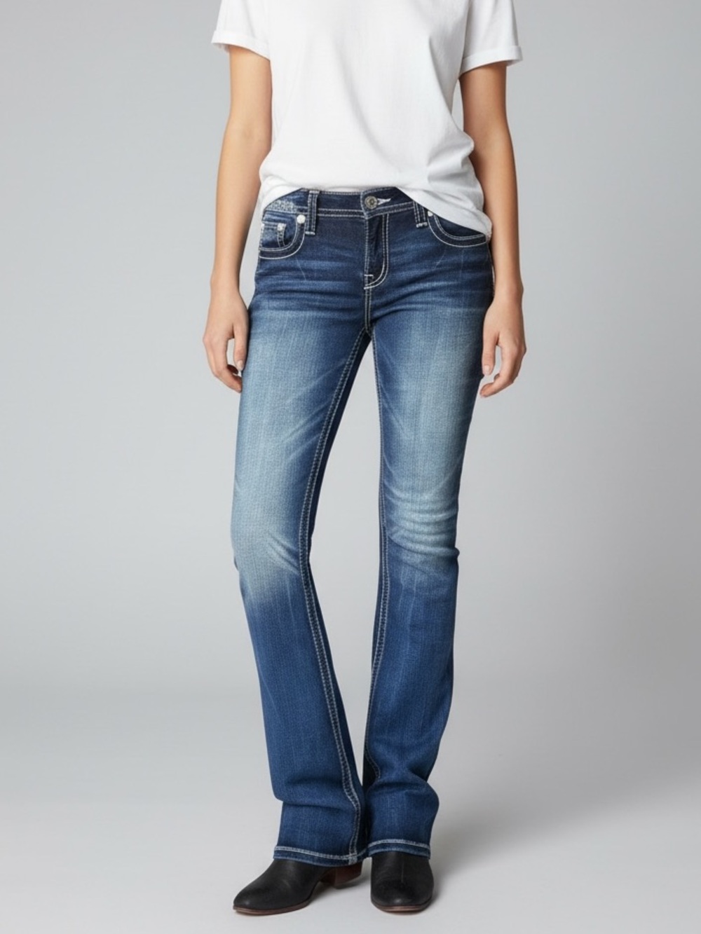 Miss Me NWT Mid-Rise Slim Bootcut Jeans Size 26 Y2K McBling Cowgirl